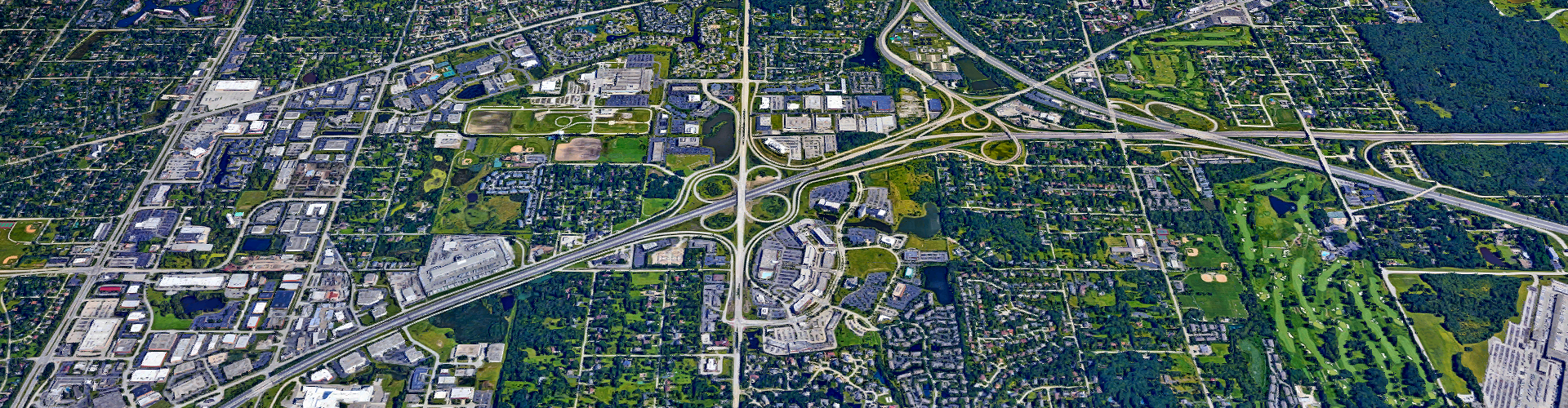 aerial view of roads in Burr Ridge, IL