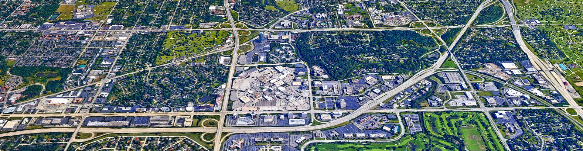 aerial view of roads in Oak Brook, IL