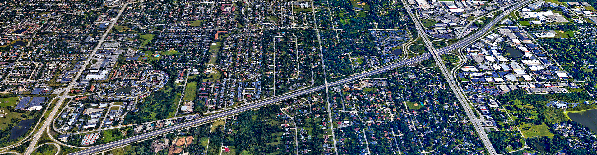 aerial view of roads in Willowbrook, IL